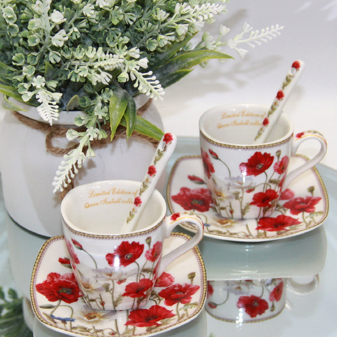 Espressokopper i porcelæn med underkopper Queen Isabell W9PWH06-09596