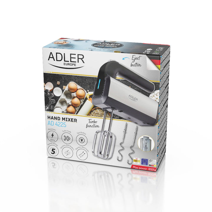 Adler håndmikser, 5 hastigheder, 800 W, Turbo-funktion, AD 4225