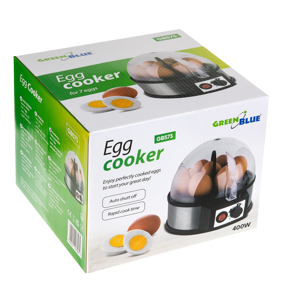 GreenBlue automatisk æggevarmer, effekt 400 W, til 7 æg, målebæger, 220-240 V~, 50 Hz, GB573