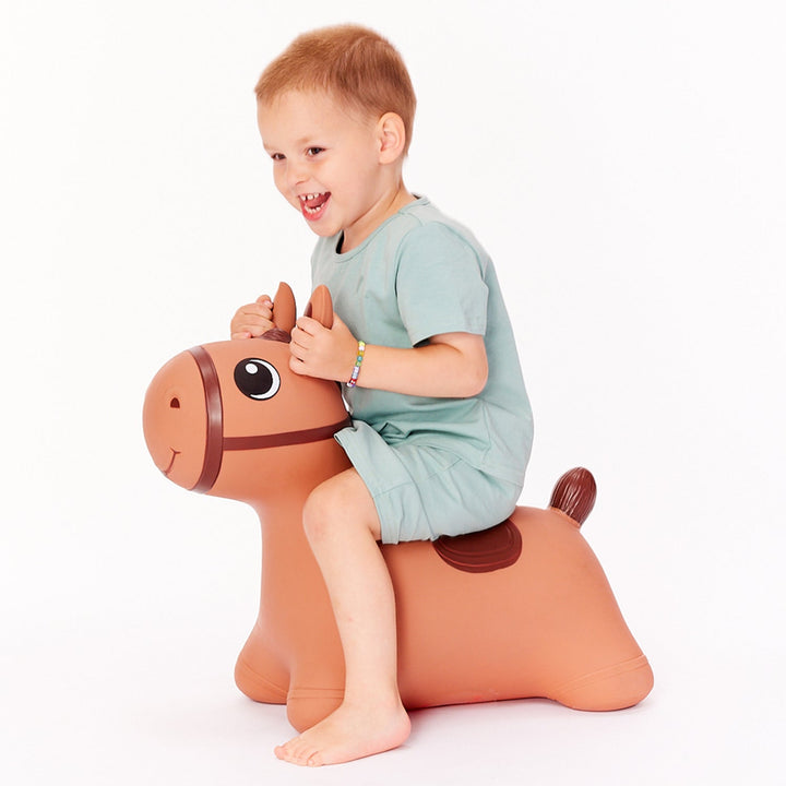 Hoppimals gummihopper, brun hest, pumpe, T-TFF-NN186
