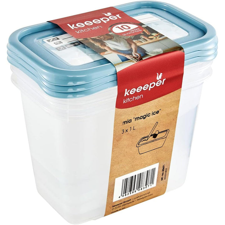 Sæt med 3 madbeholdere 1000 ml Mia Magic Ice Keeeper