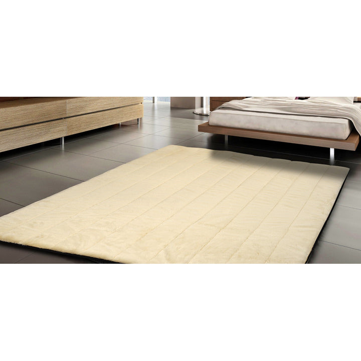 Plys tæppe, imiteret kaninskind, skridsikker, 120 x 160 cm, beige, DYWRAB120/160BEZ
