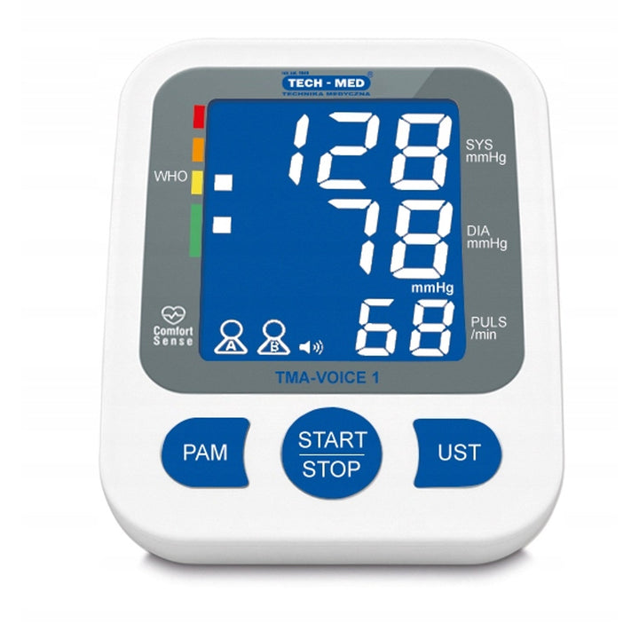 TECH-MED blodtryksmåler, digital, overarmsmodel, talefunktion, TMA-VOICE 1
