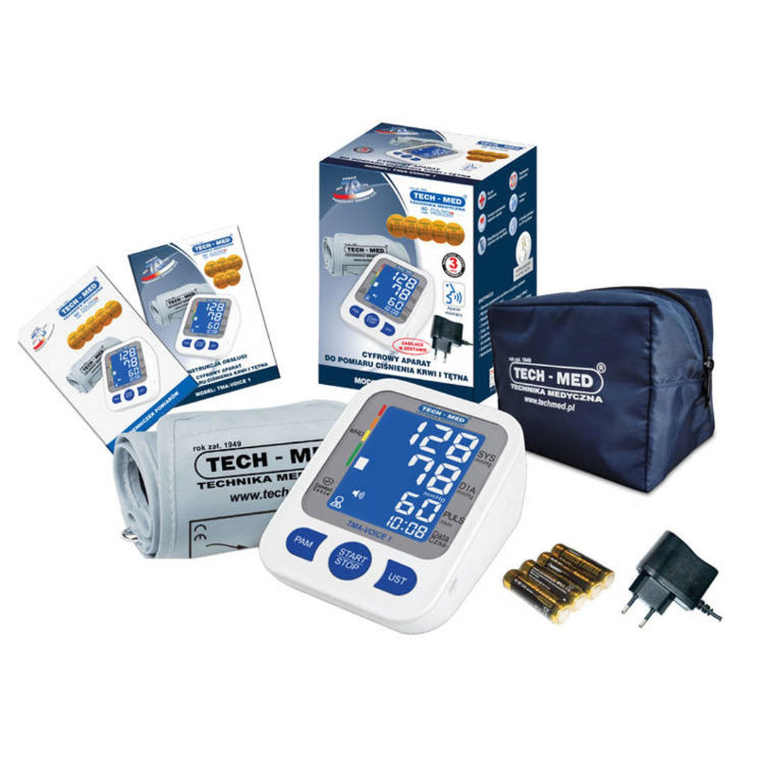 TECH-MED blodtryksmåler, digital, overarmsmodel, talefunktion, TMA-VOICE 1