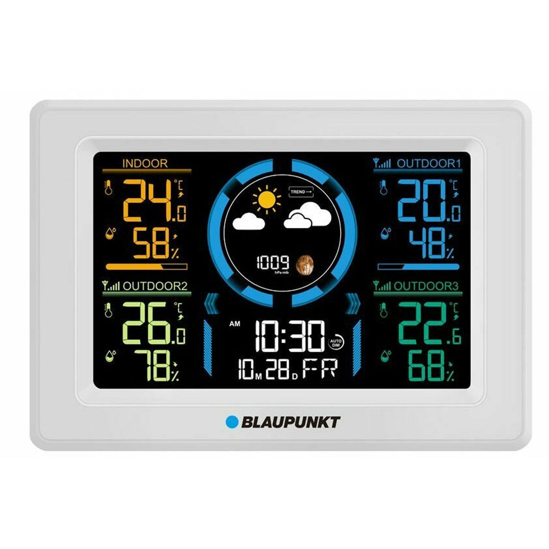 Blaupunkt vejrstation, hygrometer, tryk, prognose, 3 sensorer, WS40WH