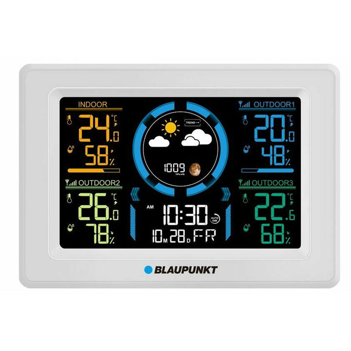 Blaupunkt vejrstation, hygrometer, tryk, prognose, 3 sensorer, WS40WH
