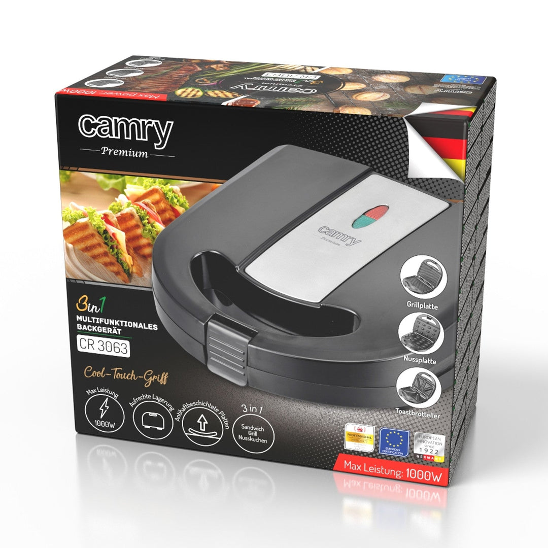 Camry multifunktionsbrødrister, brødrister, grill, nødderister, 1000 W,
