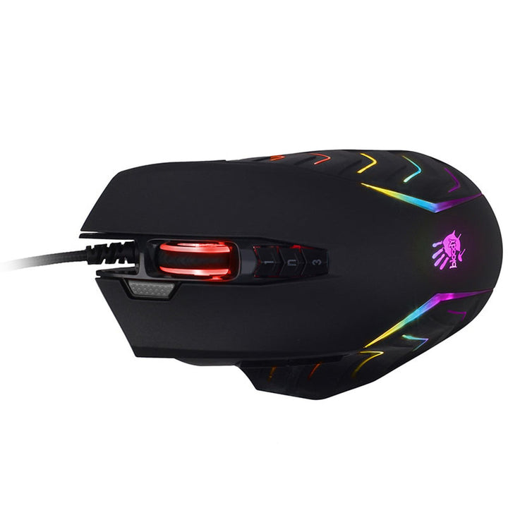 A4TECH gamingmus, USB, 8000 DPI, metalglidere, J95 RGB Pixart (aktiveret)