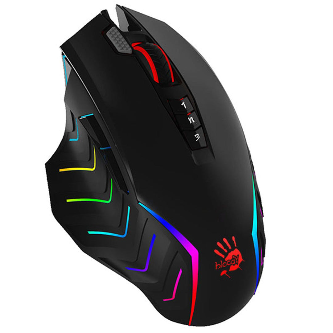 A4TECH gamingmus, USB, 8000 DPI, metalglidere, J95 RGB Pixart (aktiveret)