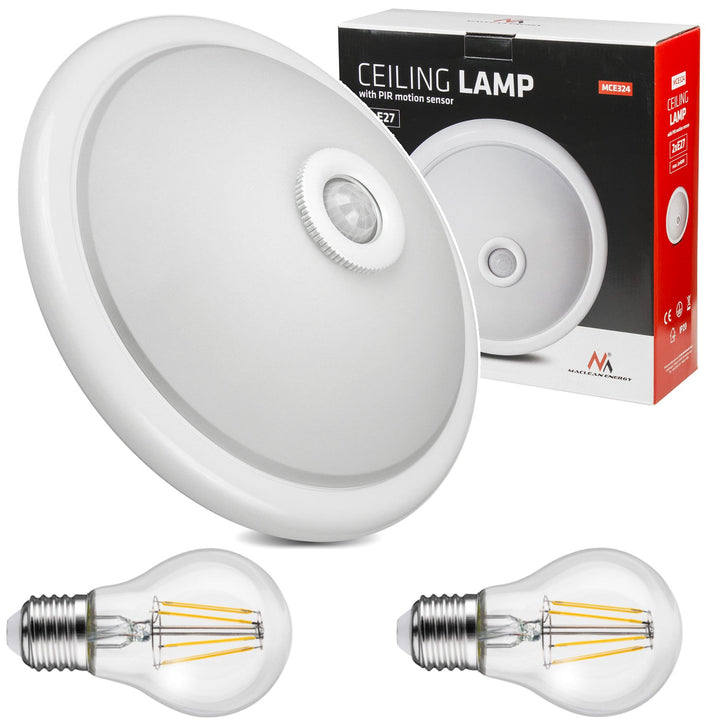 Loftlampe med PIR-sensor Maclean, loftmonteret, med LED-lyskilde, 2x maks. 40W, E27, 220-240V~ 50/60Hz, MCE324 + 2xMCE268