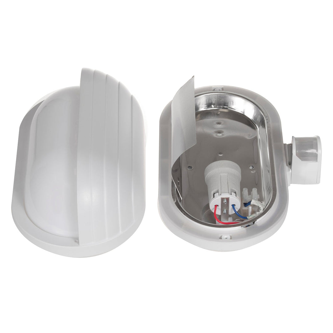 Maclean MCE33 W wall luminaire, with PIR sensor, max. 60W, 180° + LED 6W