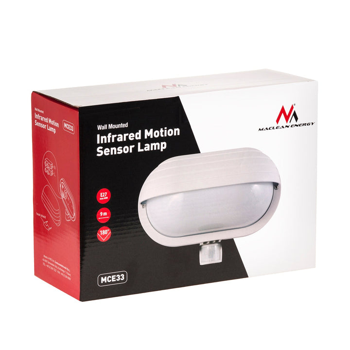 Maclean væglampe, med PIR-sensor, maks. 60 W, 180°, MCE33 W + LED 8 W