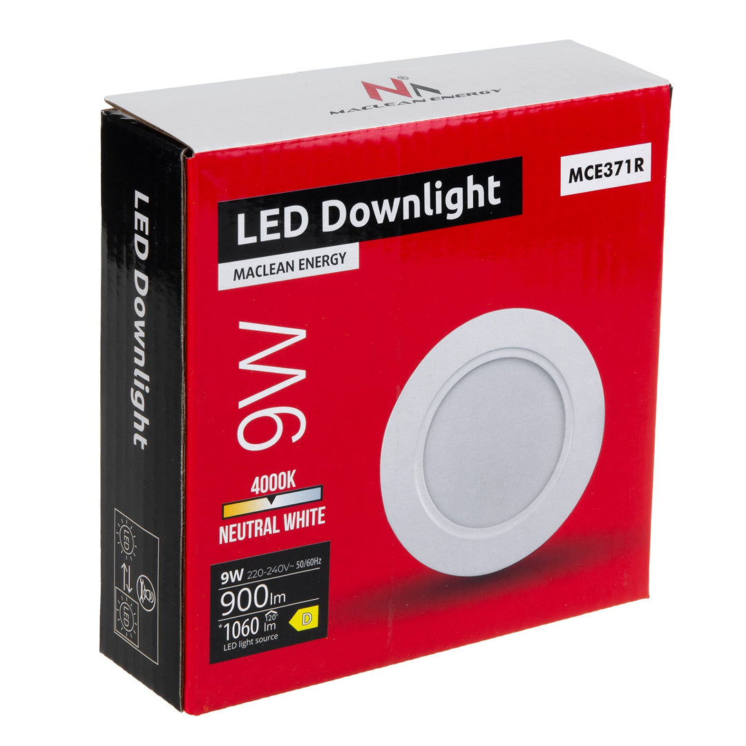5x Maclean LED-loftsplade, indbygget SLIM, 9W, Neutral White 4000K, 120*26mm, 900lm, MCE371 R