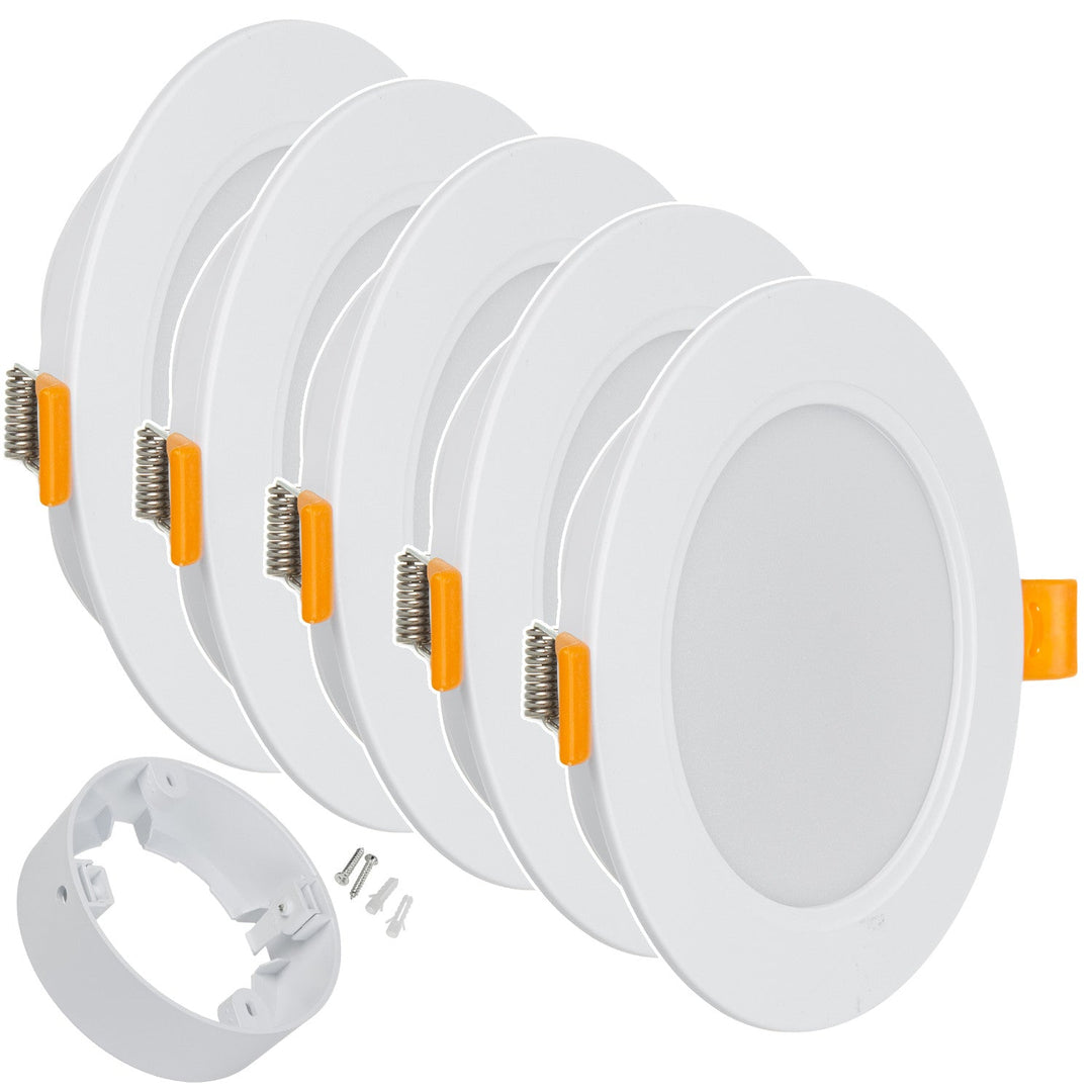 5x Maclean LED-loftsplade, indbygget SLIM, 9W, Neutral White 4000K, 120*26mm, 900lm, MCE371 R + påbygningadapter MCE376 R