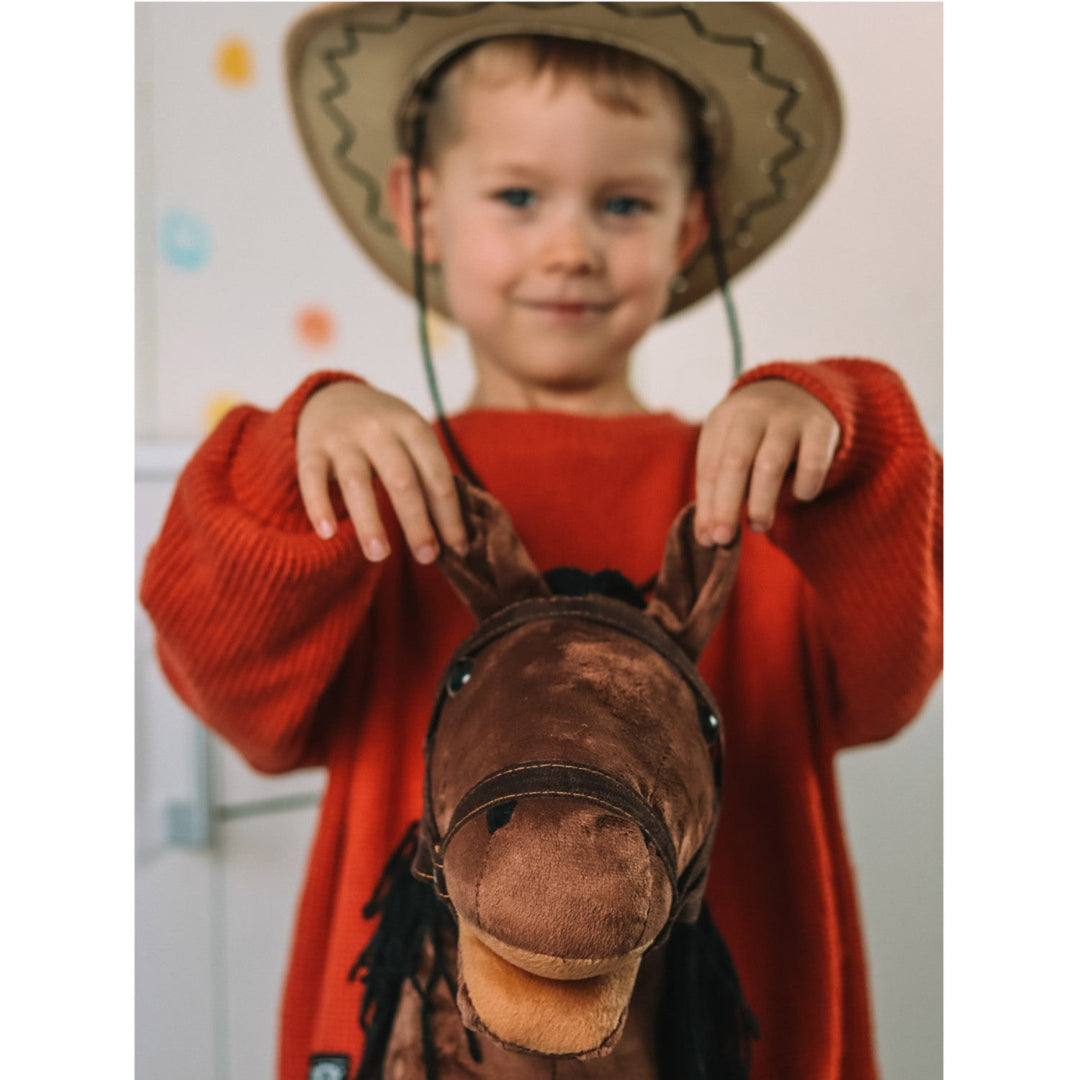 Teddykompaniet plys hest, træpind, tøjler, 80 cm, T-TED-03002