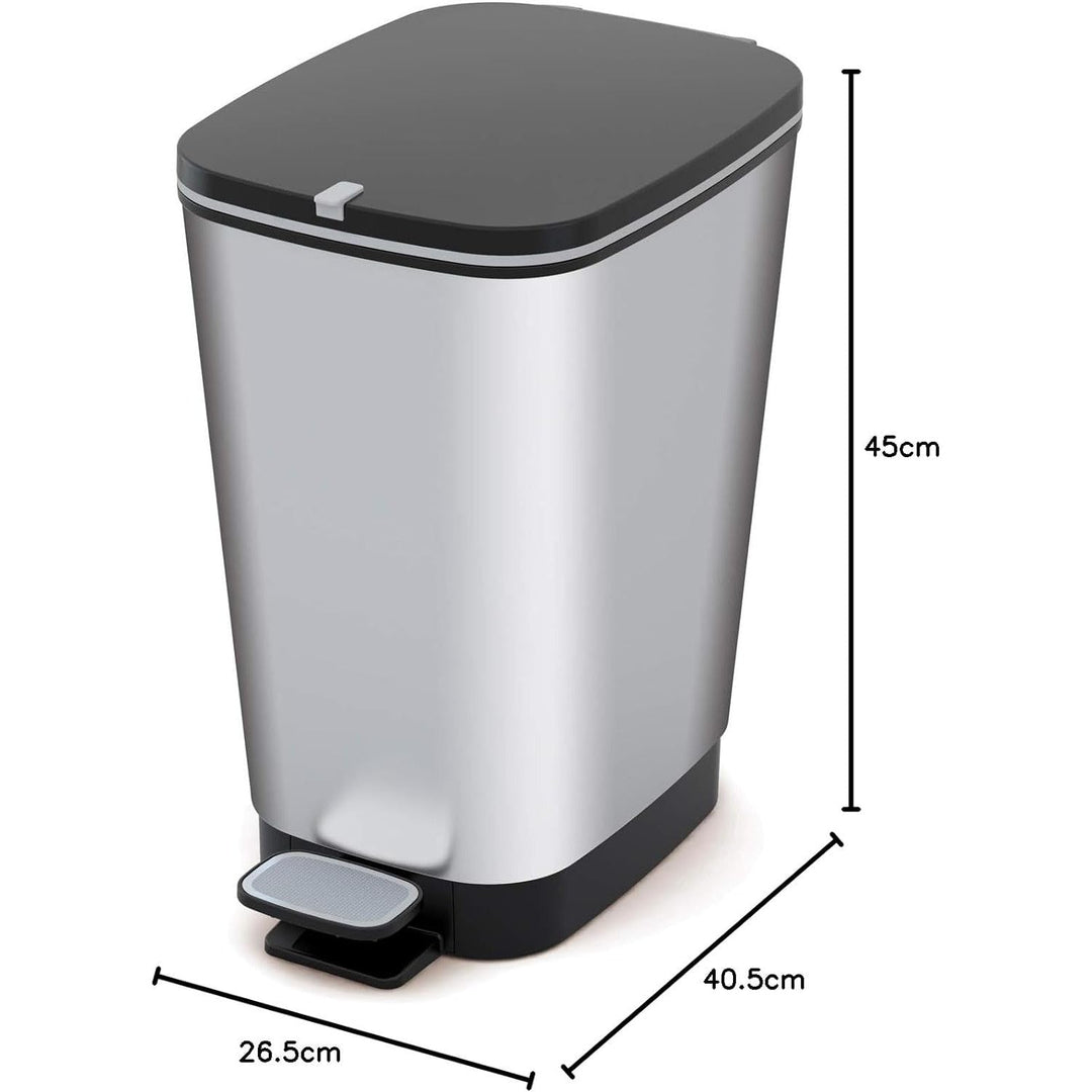 Kis skraldespand med pedal, gummipakning, metalliseret, 30 liter, Chic
