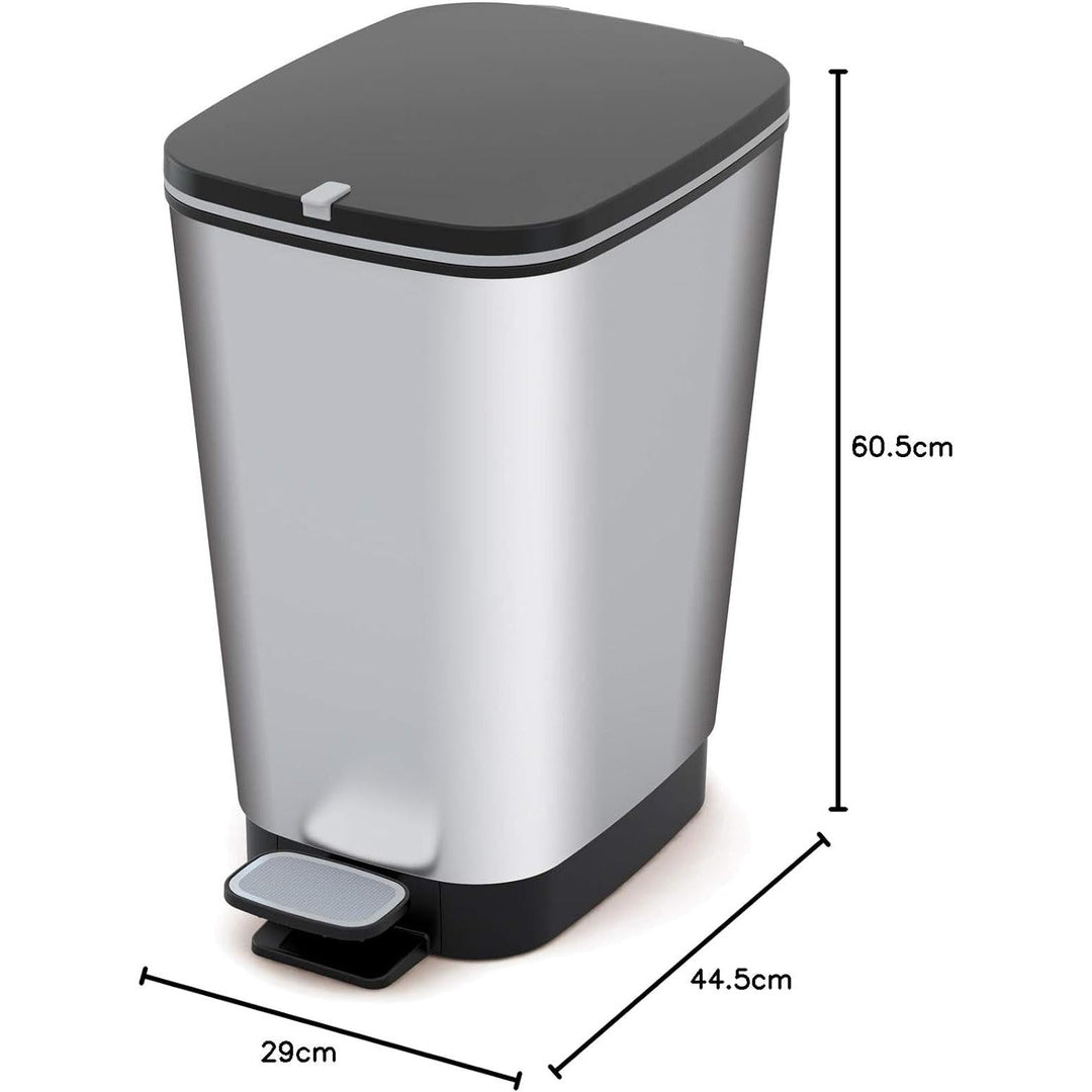 Kis skraldespand med pedal, gummipakning, metalliseret, 50 liter, Chic