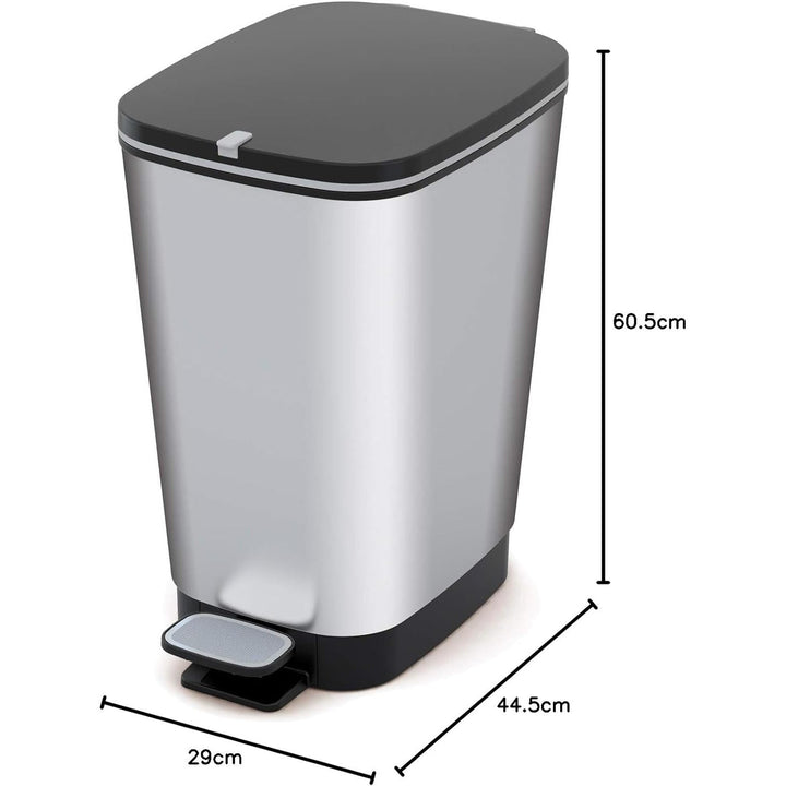 Kis skraldespand med pedal, gummipakning, metalliseret, 50 liter, Chic
