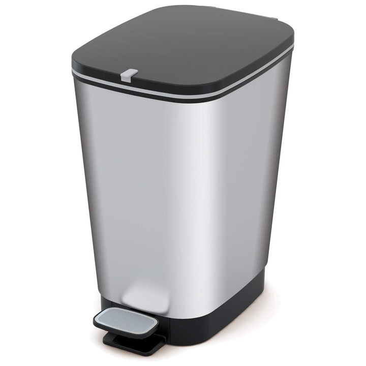 Kis skraldespand med pedal, gummipakning, metalliseret, 50 liter, Chic