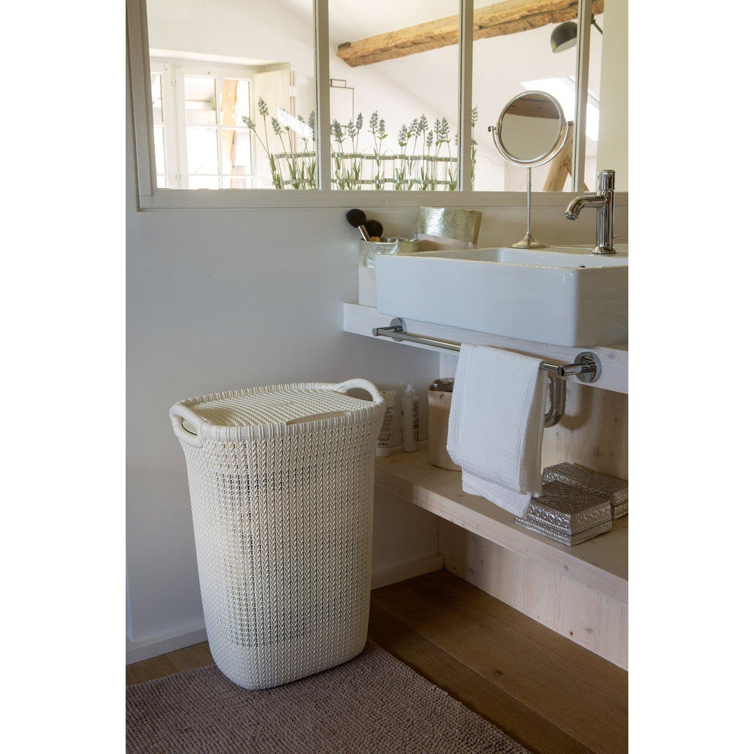 Curver vasketøjskurv, åben konstruktion, 2 håndtag, 57 l, cremefarvet, Knit