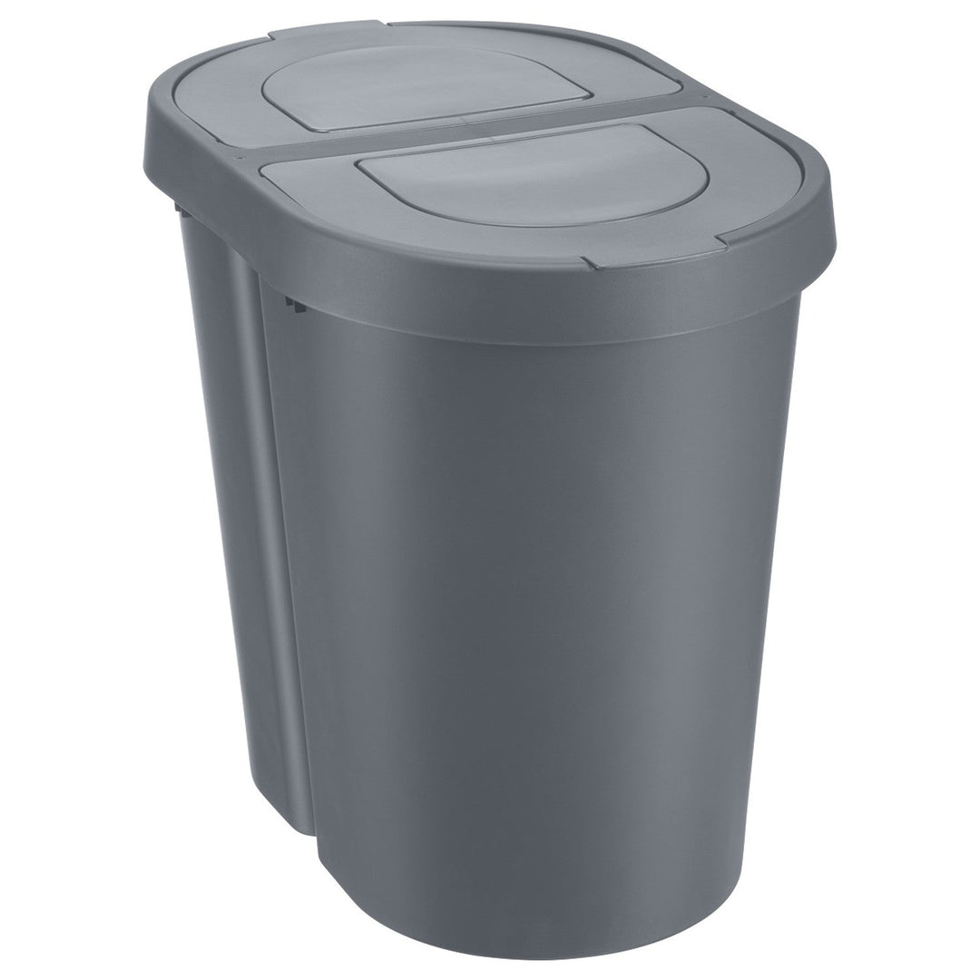 Plast Team skraldespand, vippebund, dobbelt, grå, 2 x 25 l, Seattle Swing
