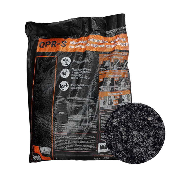 Budomex kold asfalt, mineral-asfaltblanding, til reparation af vejoverflader, 25 kg