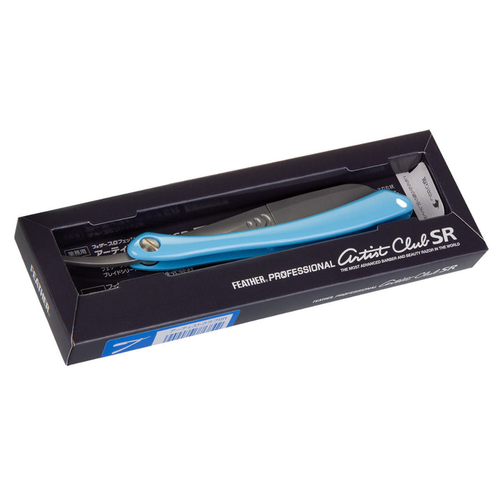 Feather barberkniv, til barberblade, blå håndtag, Professional Artist Club