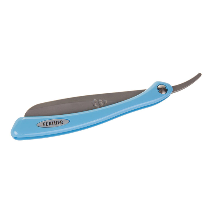 Feather barberkniv, til barberblade, blå håndtag, Professional Artist Club