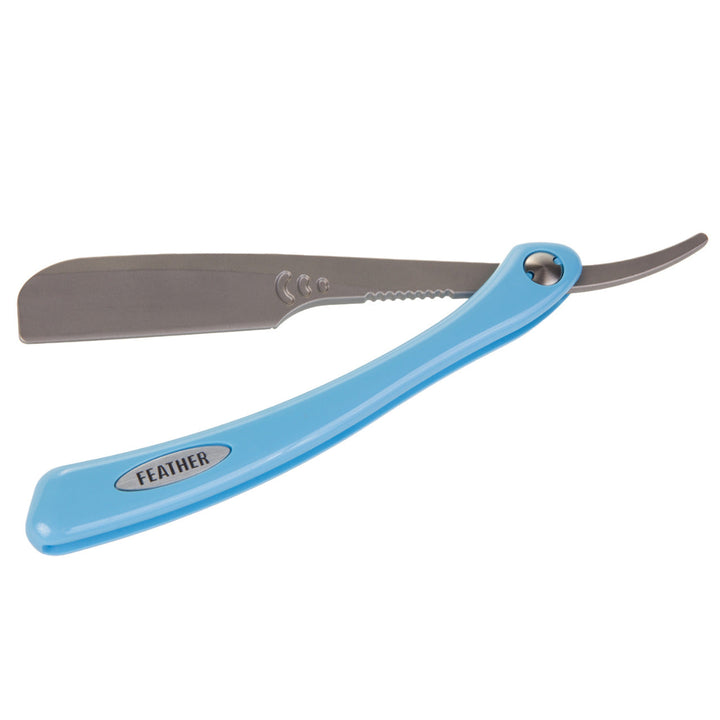 Feather barberkniv, til barberblade, blå håndtag, Professional Artist Club