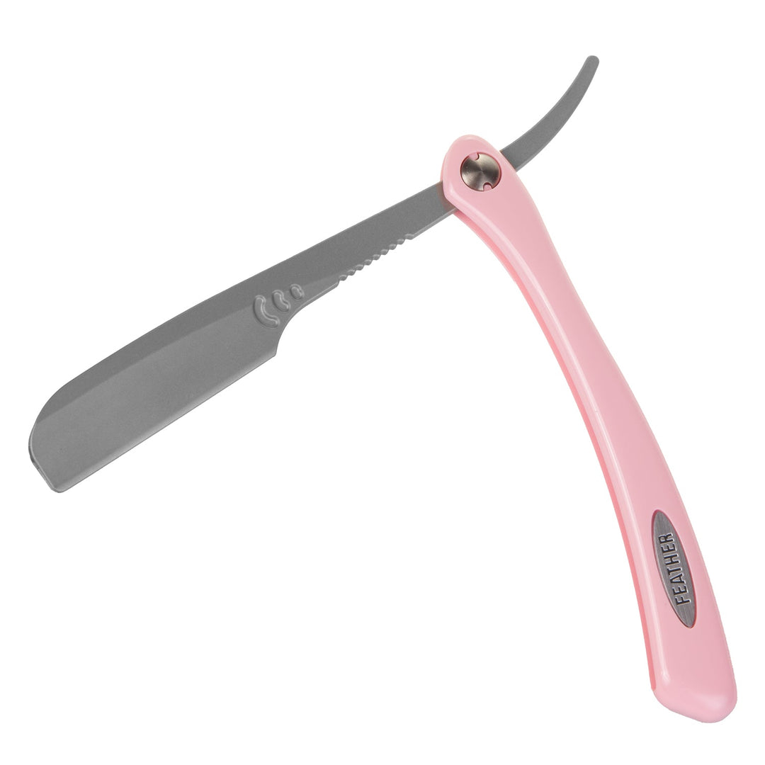 Feather barberkniv, til barberblade, lyserødt håndtag, Professional Artist Club ACSR-RP