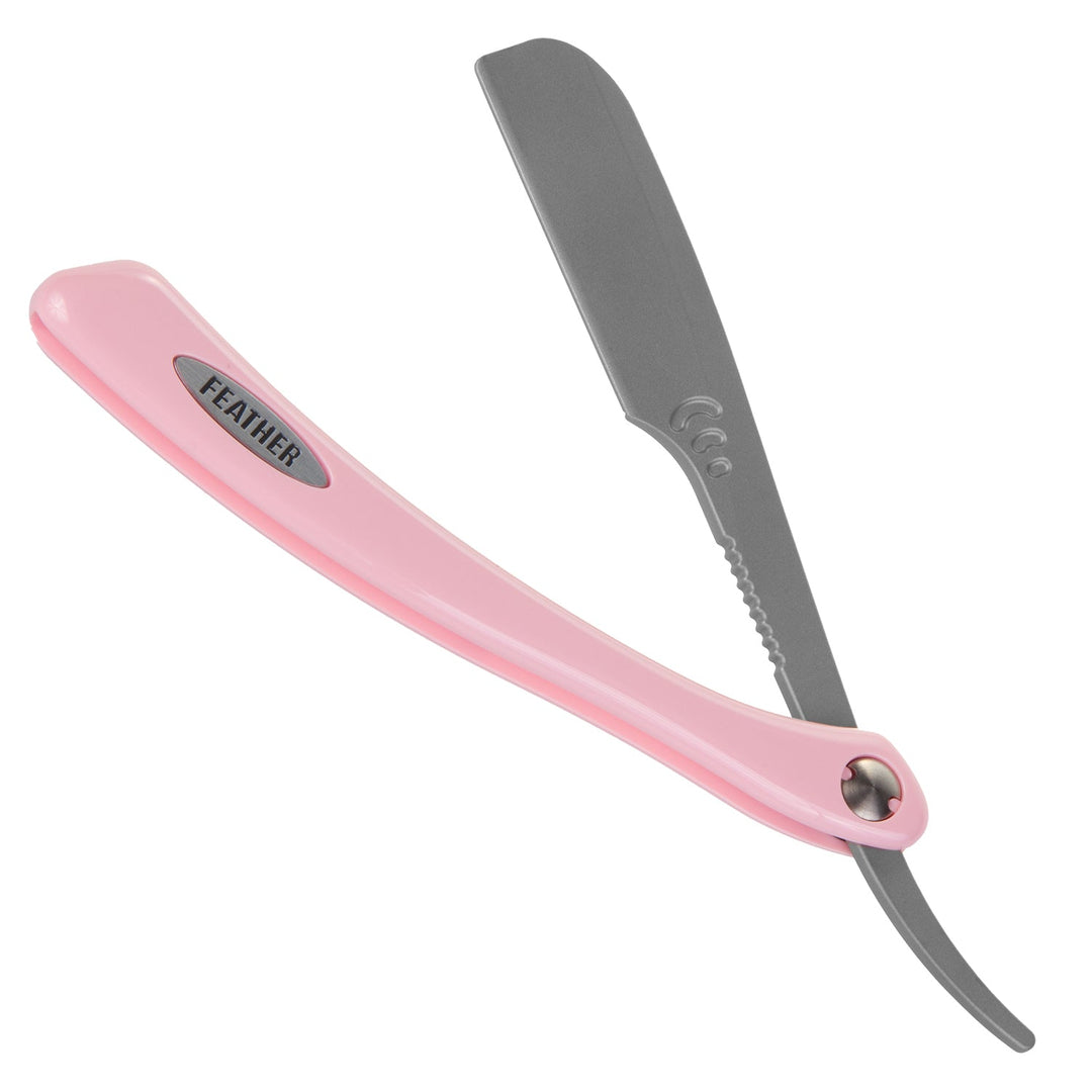 Feather barberkniv, til barberblade, lyserødt håndtag, Professional Artist Club ACSR-RP