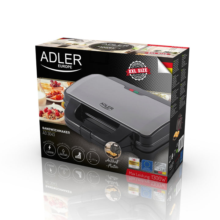 Adler sandwichmaker, størrelse XXL, 1300 W, AD 3043