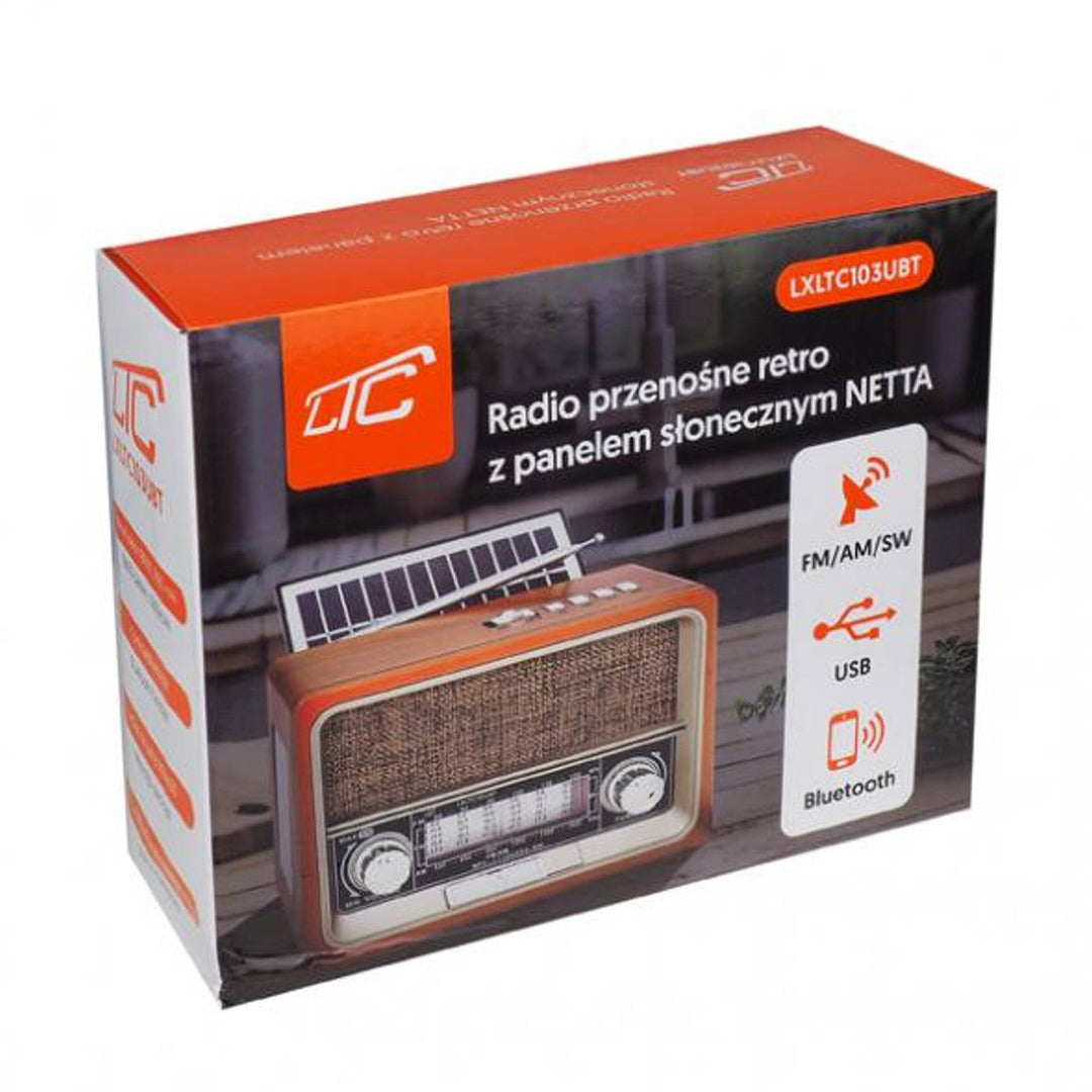 LTC bærbart radio, Bluetooth, FM/AM/SW, USB, solcellepanel, LXLTC103UBT