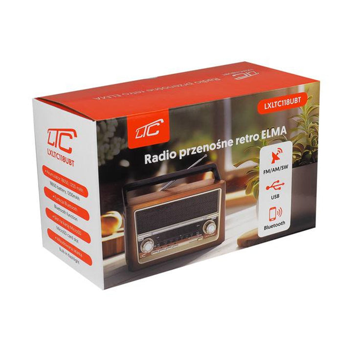 LTC bærbart radio, Bluetooth, FM/AM/SW, USB, LXLTC118UBT
