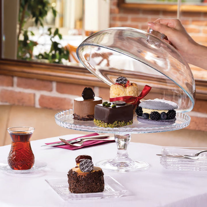Pasabahce frugtskål, glas, på fod, med låg, 32 cm, Patisserie