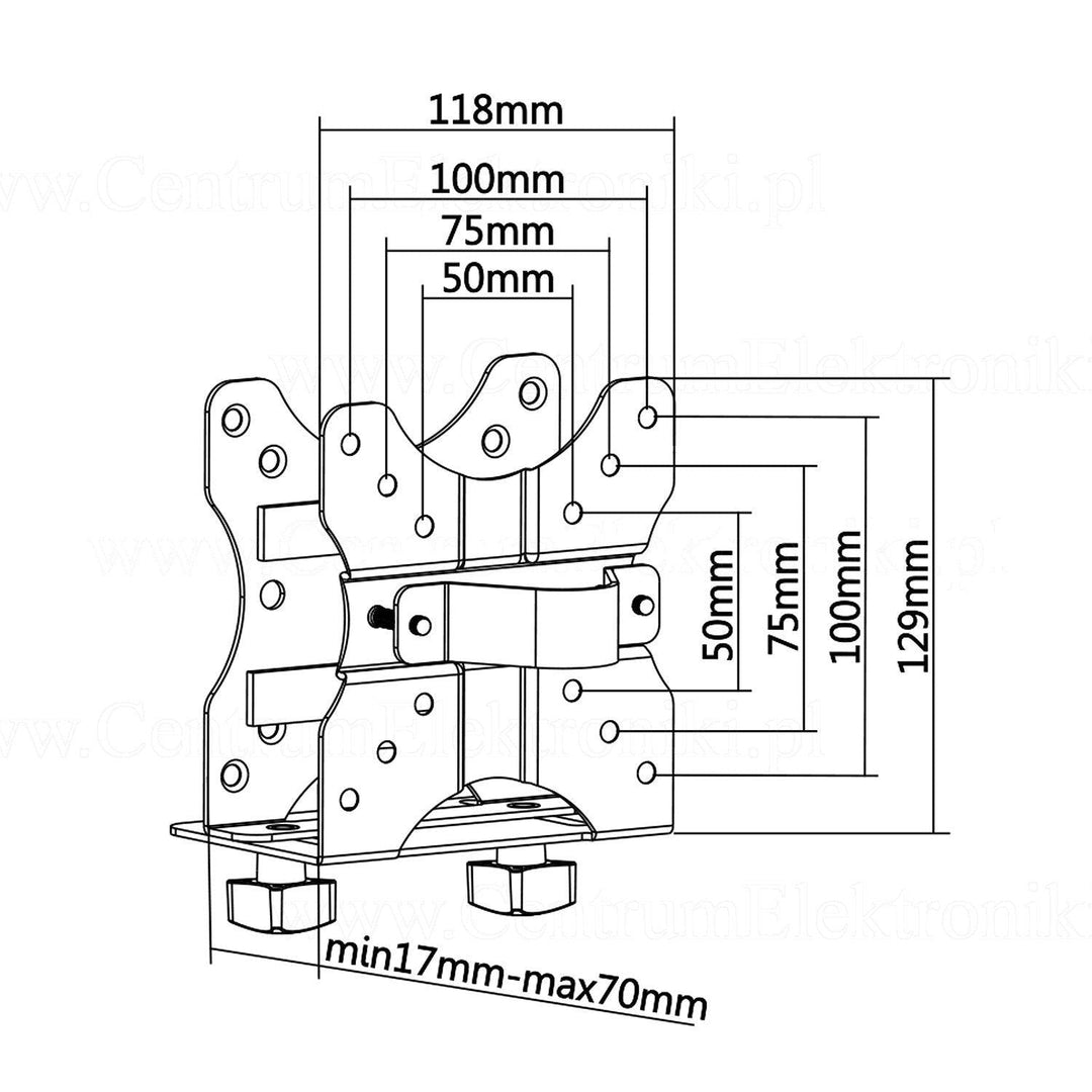 Universalholder til mini-computere Maclean MC-720 sort til 5 kg NUC MAC mini CPU