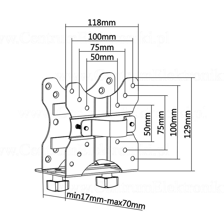 Universalholder til mini-computere Maclean MC-720 sort til 5 kg NUC MAC mini CPU