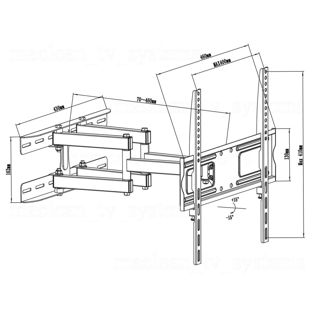 Maclean tv- eller skærmholder, universal, maks. VESA 400x400, 26-65", 30 kg, sort, MC-760