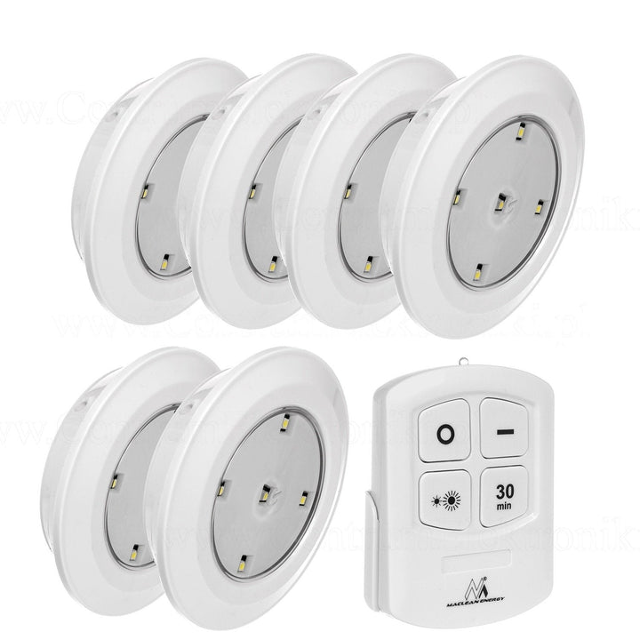 Maclean 6 LED-lampe, sæt med fjernbetjening, batteridrevet, 3xAAA, MCE165