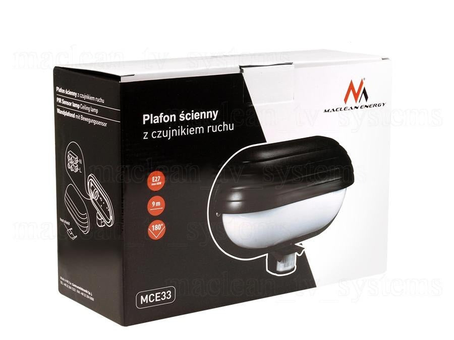 Maclean væglampe, med PIR-sensor, maks. 60 W, 180°, MCE33B