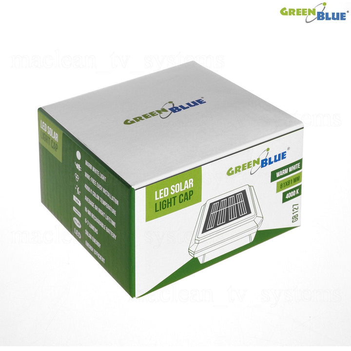 GreenBlue LED-solcellelampe til stolpe, 80x80 mm, kuppelformet tag, GB127