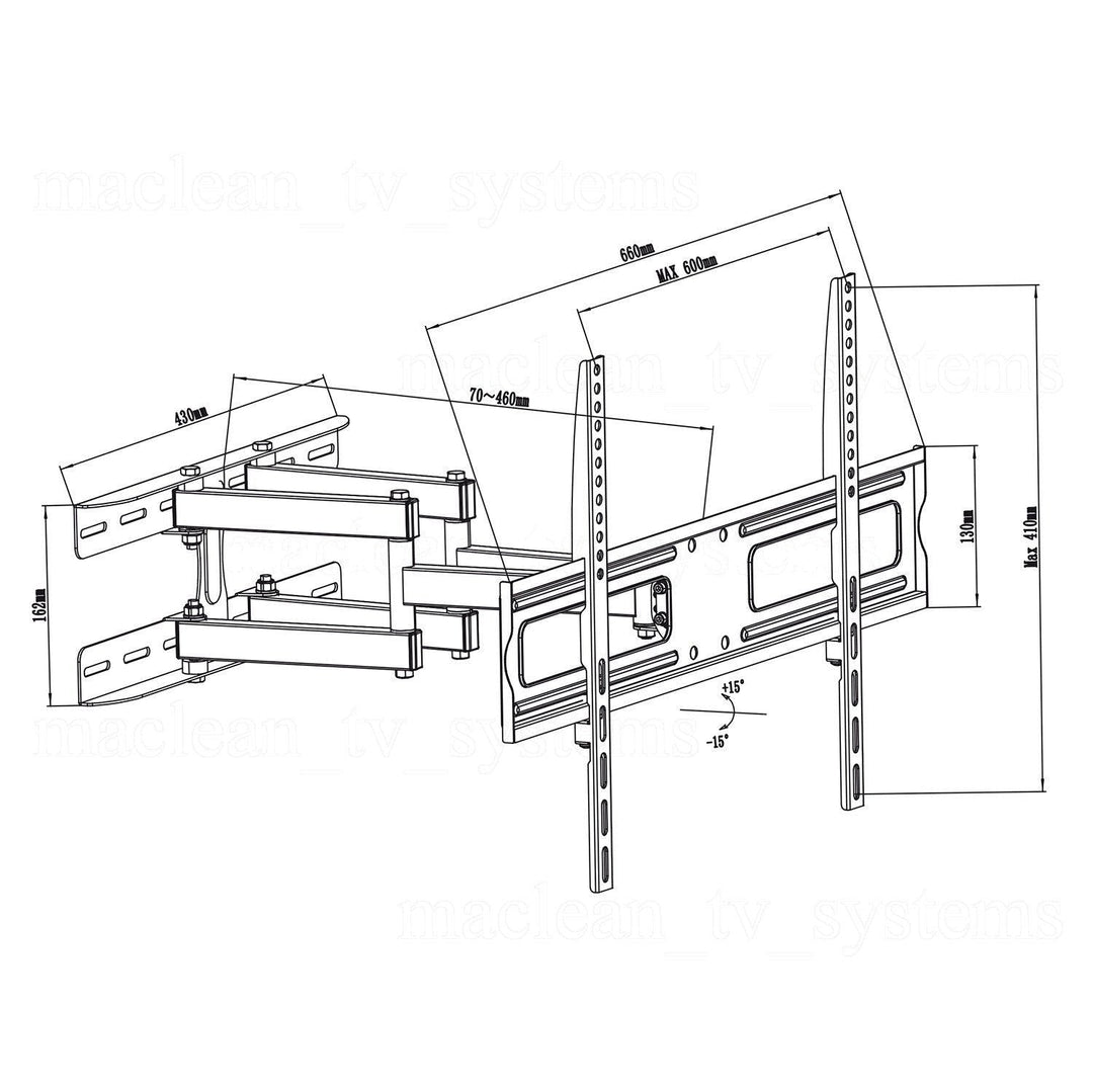 Maclean tv- eller skærmholder, universal, maks. VESA 600x400, 37-80", 30 kg, sort, MC-762