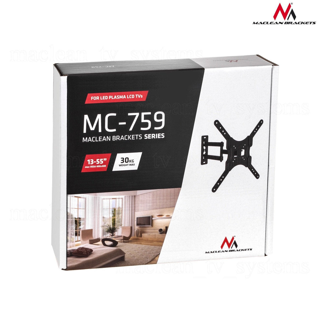 Maclean tv- eller monitorholder, universal, max. VESA 400x400, 13-60", 30 kg, sort, MC-759