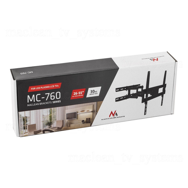Maclean tv- eller skærmholder, universal, maks. VESA 400x400, 26-65", 30 kg, sort, MC-760