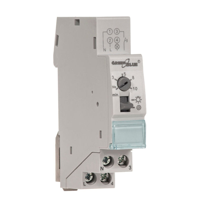 Trappemotor til DIN-skinne GreenBlue, regulering 30s-10m, maks. 2300 W, GB114
