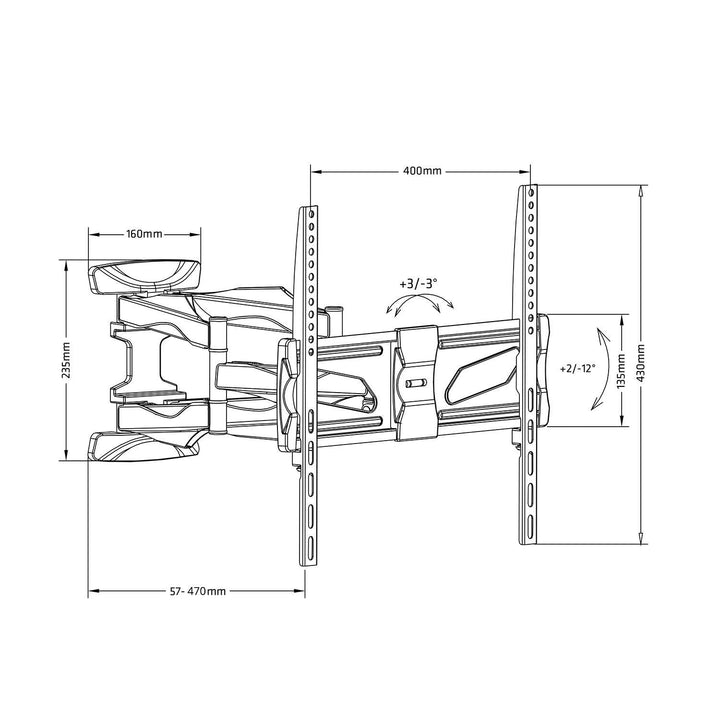 Maclean tv-beslag, maks. VESA 400x400, 26-70", op til 45 kg, sort, MC-781