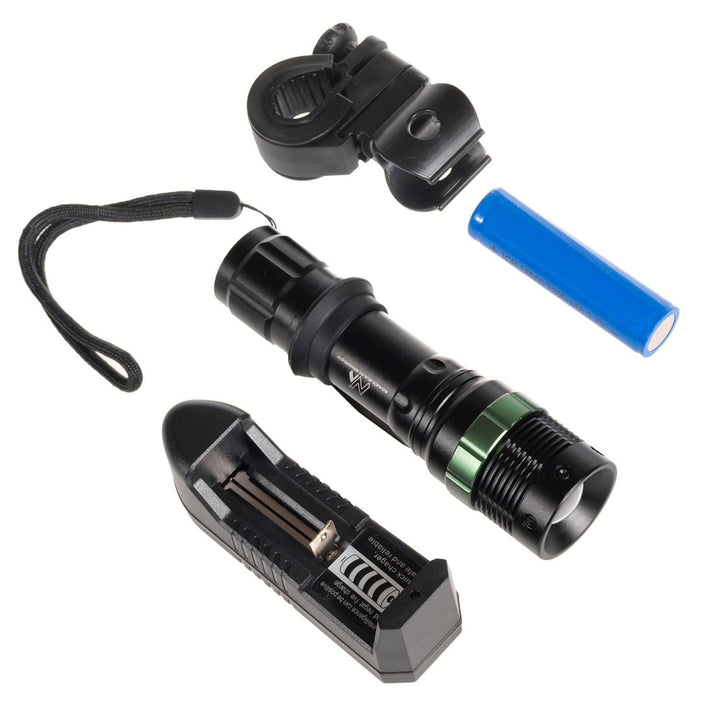 Maclean LED-lommelygte, cykellygte, oplader-sæt, Cree 200 lumen, MCE175